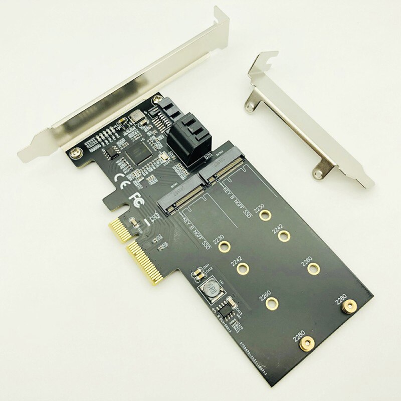 Sata Raid Controller Sata Raid M.2 Pci Express Raid Card 2 Poort SATA3.0 6Gbps + 2 Poort M.2 Ngff ssd B Key Ondersteuning RAID0 RAID1 Ahci