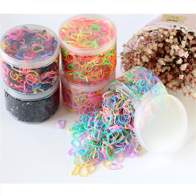 1000PCS ragazze sveglie anello colorato fasce per capelli elastici usa e getta porta coda di cavallo elastico Scrunchies accessori per capelli per bambini