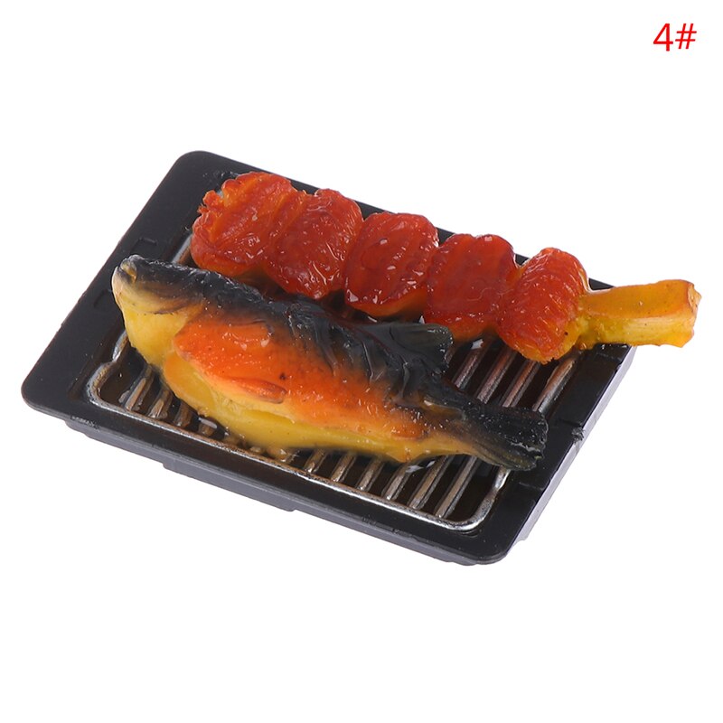 Mini Pretend Food Simulation BBQ Miniature Black BBQ Grill Garden Outdoor Accessory For Doll House Kitchen Decoration Toys: Type2 - D