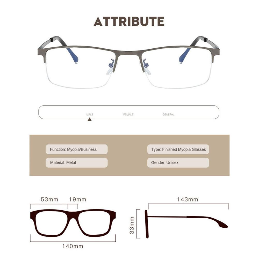 Gafas graduadas para miopía para hombre, lentes de negocios con dioptrías cuadradas para miopía, 1,0, 1,50, 2,0, 2,5, 3,0, 3,5, 4,0