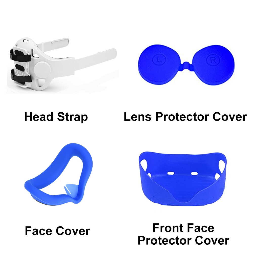 Adjustable Oculus Quest 2 Halo Head Strap Elite Head Strap For Oculus Quest 2 VR Accessories Quest 2 Strap Quest 2 Accessories: Blue Set B