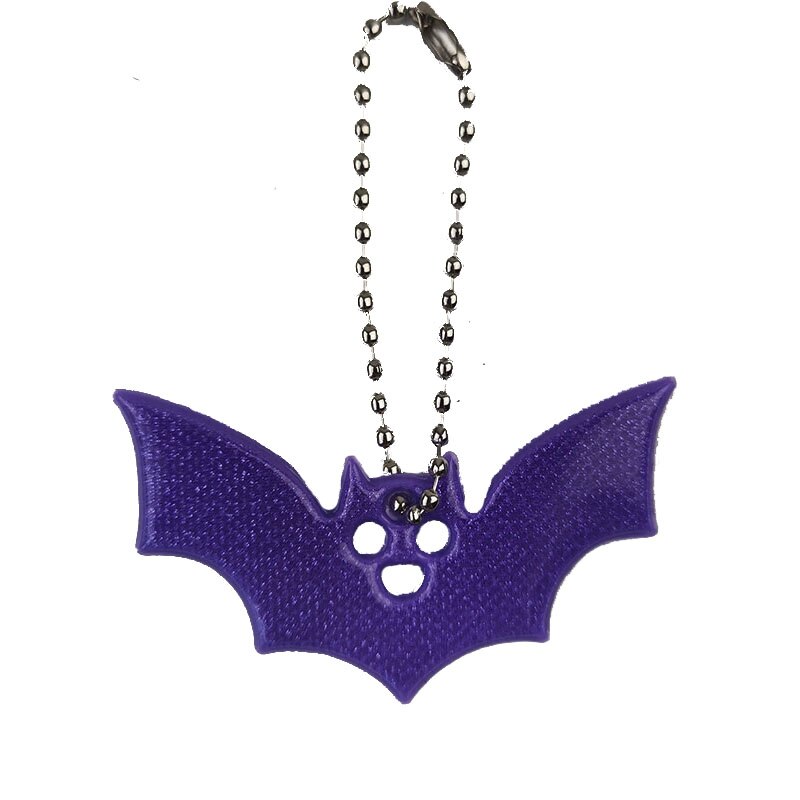 10Pcs Halloween bat Small Sequin Glitter Keychains Reflective bag Pendant Night Riding Walking Bike Reflector key ring: 10Pcs Purple