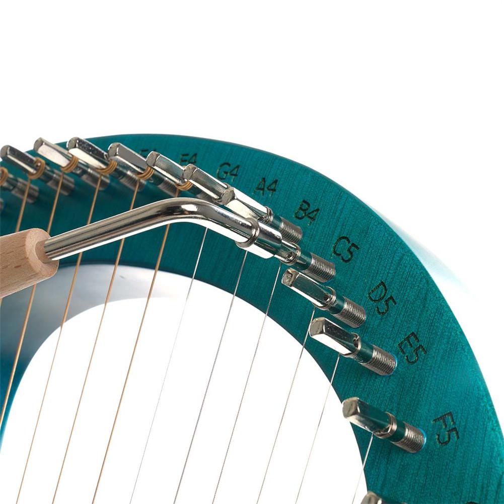 Muslady Lyre 16 String Harp Portable Mahogany 16 Notes Green Harp Stringed Musical Instrument with Tuning Wrench