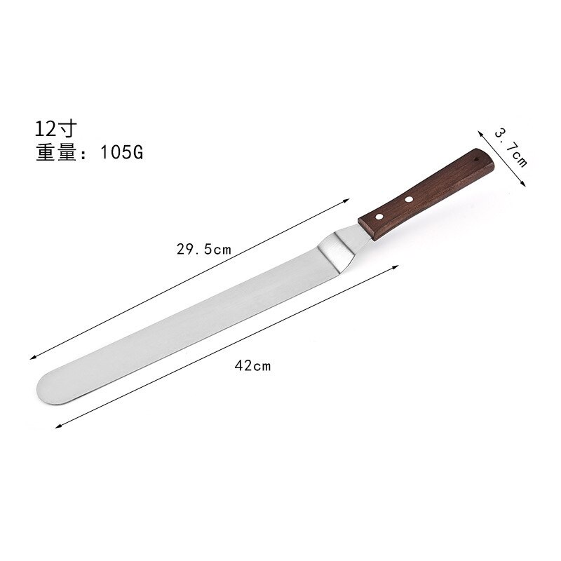 Spatel Paletmes Houten Handvat Rvs Blade Kaas Dessert Jam Spreaders Soepeler Boter Cake Decorating Gereedschap: 12 inch