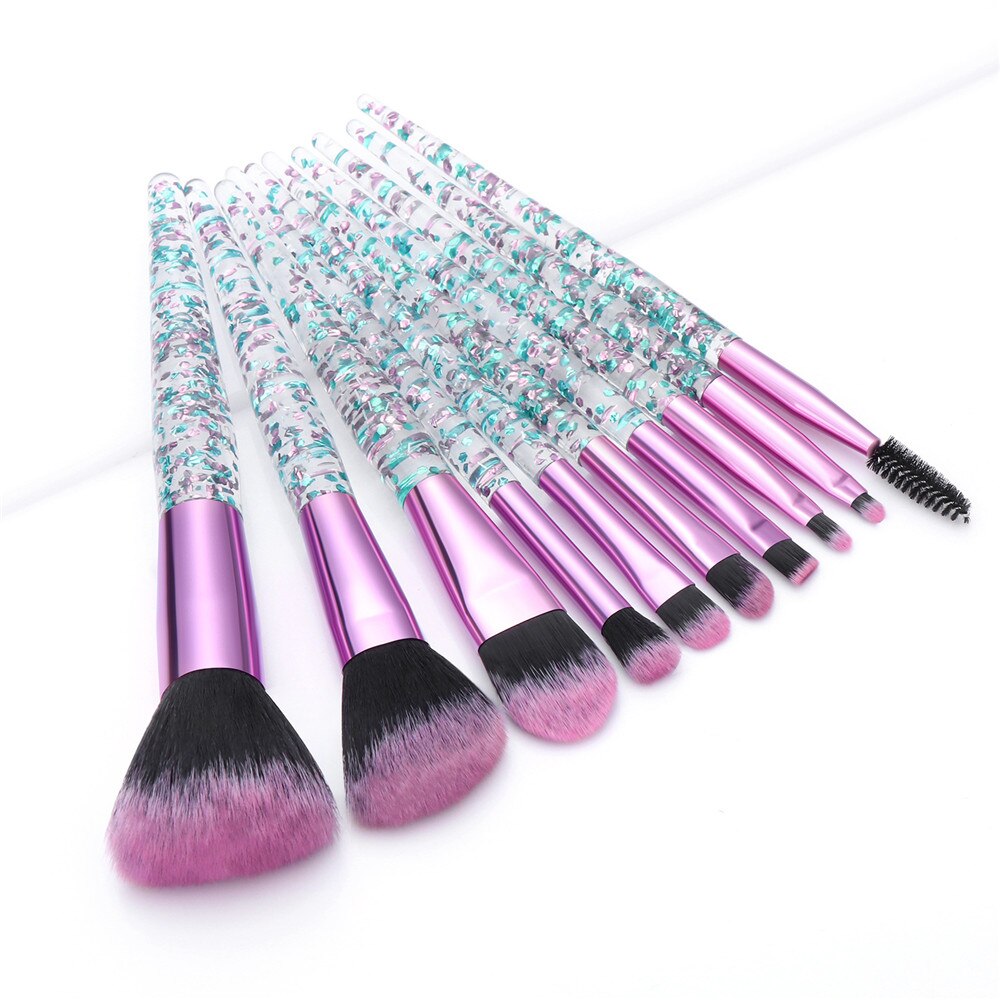 10 stuks make-up tools make-up kwasten set make-up kwasten set kristal gezichtspoeder make-up kwasten roze make-up kwast ki: Groente