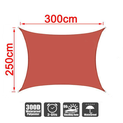 300D Wasserdichte Große Sonnensegel Platz Rechteck Garten Terrasse Baldachin Schwimmen Sonne Schatten draussen Camping Hof Segel Markisen: IronRed 2.5x3m