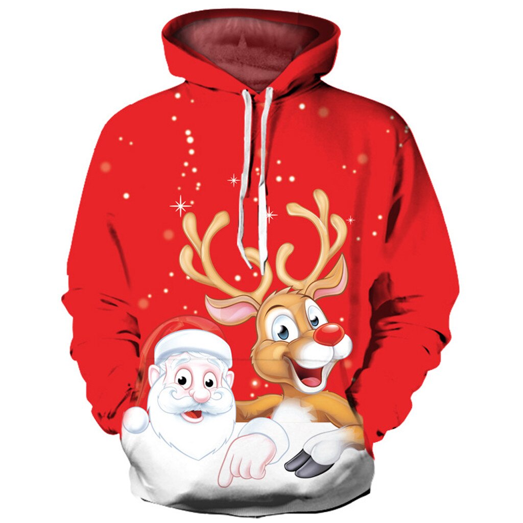 Couple's Long Sleeve Joggers Hoodies Sweatershirt 3D Christmas Printing Pullover Hoodies Sportswear Tops Leisure Shirt#1125: L3 / 112812RD