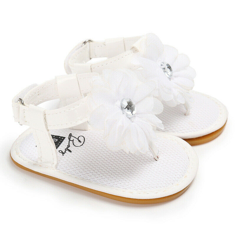 Infant Baby Girl Soft Sole Sandals Toddler Summer Shoes Flower Sandal 0-18M: White / 0-6 Months