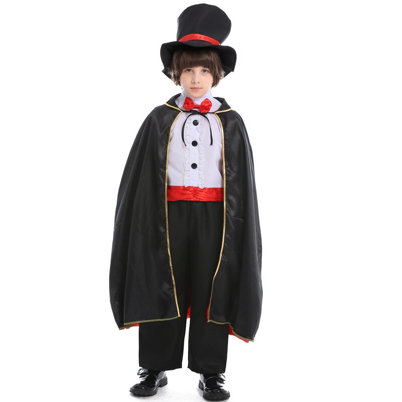 Jongens goochelaar podiumkostuum peuter kinderen halloween carnaval magie cosplay chique feest verkleedoutfit