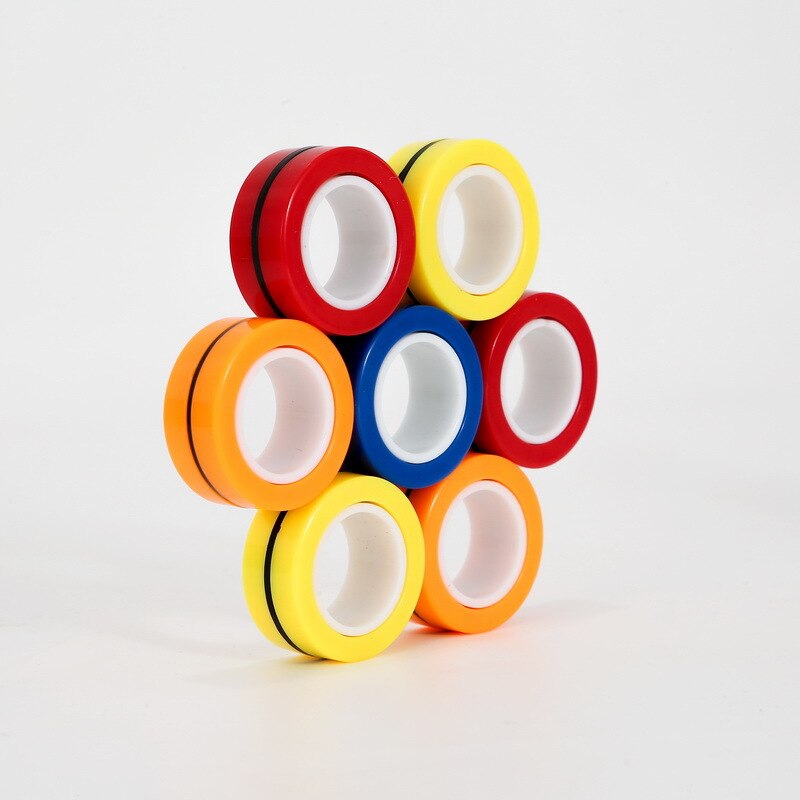Magnetic Rings Fidget Toys, Fidget Spinner Stress Relief Rings Props, Colorful fingers magnetic rings: 3 Mixed Colors