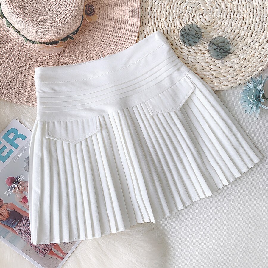 Jupe plissée blanche pour femmes, nouvelle , jolie jupe de Tennis, Style collégien, tempérament jeune, Slim, courte: White / S