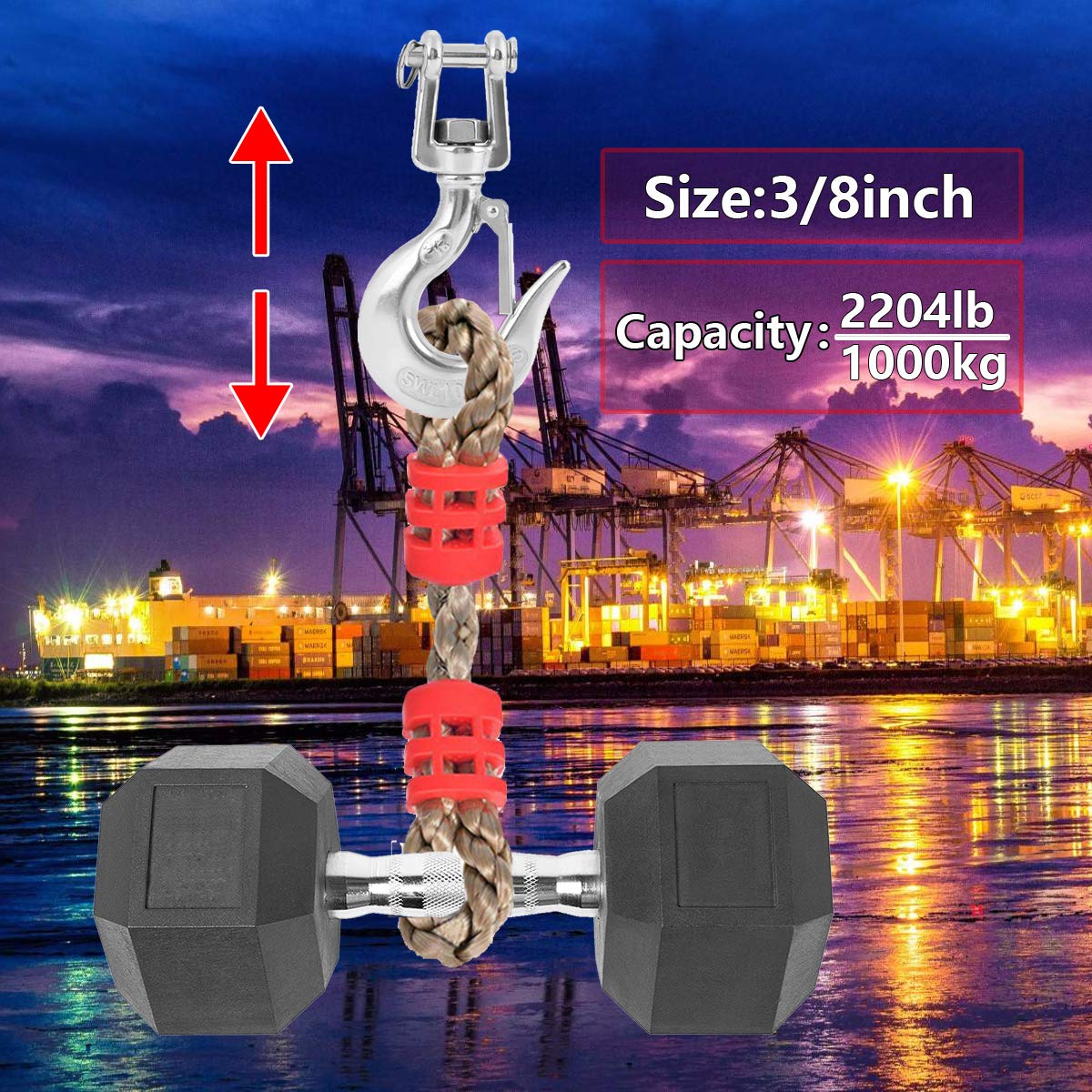 2Pcs Slip Hook (2204lb/ 1000kg) 304 Stainless Steel Clevis Hook Safety Hook with Safety Latch Swivel Lifting Hook Capacity