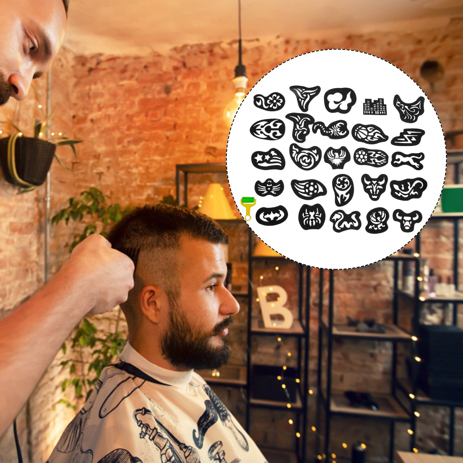 Pochoir de tatouage de cheveux, modèles creux, fournitures de coupe de cheveux, 25 feuilles