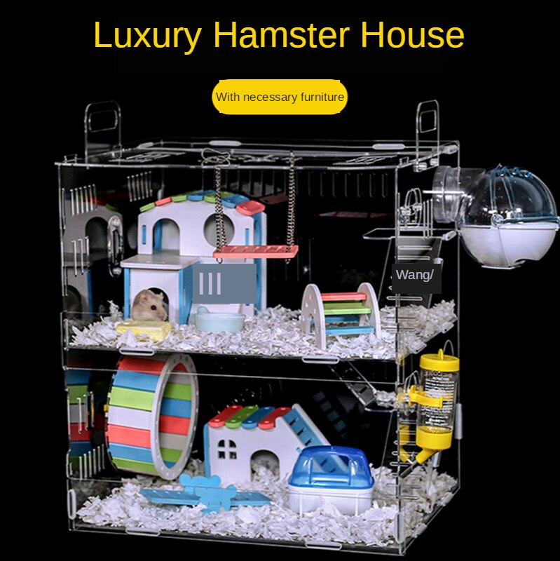 Image showcasing Hamster Cage Transparent Empty Cage Double Room Ch... – Vicedeal