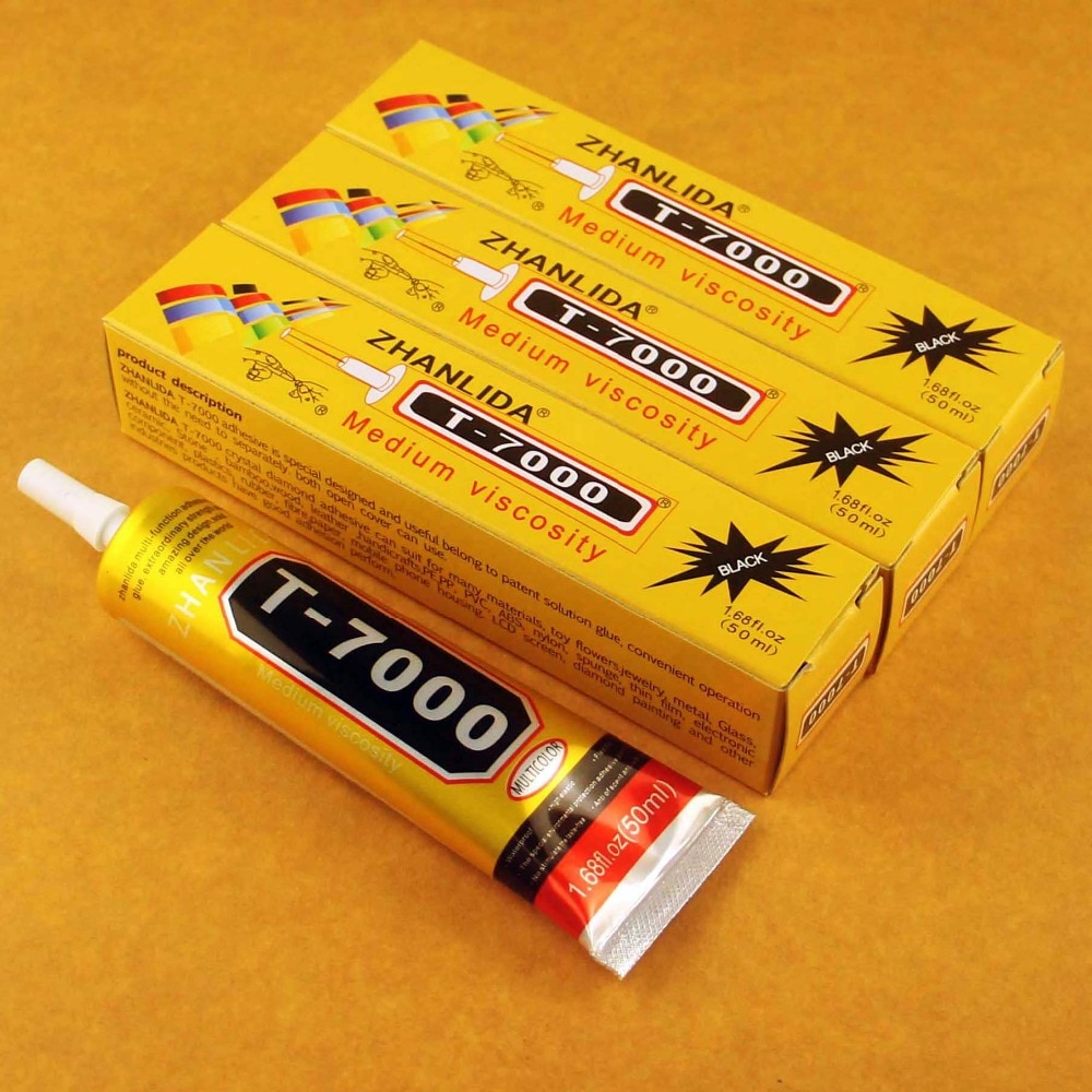 , 20 unidades de pegamento negro de 50ml T7000, resina epoxi adhesiva multiusos para manualidades, pantalla táctil de cristal, T-7000 para teléfono móvil