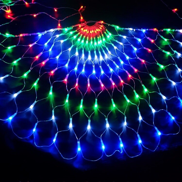 Tira de luces Led de malla con cola de pavo real para decoración de jardín, guirnalda de Hada para exteriores para boda, Navidad, Año , AC220V, 3M: Enchufe británico