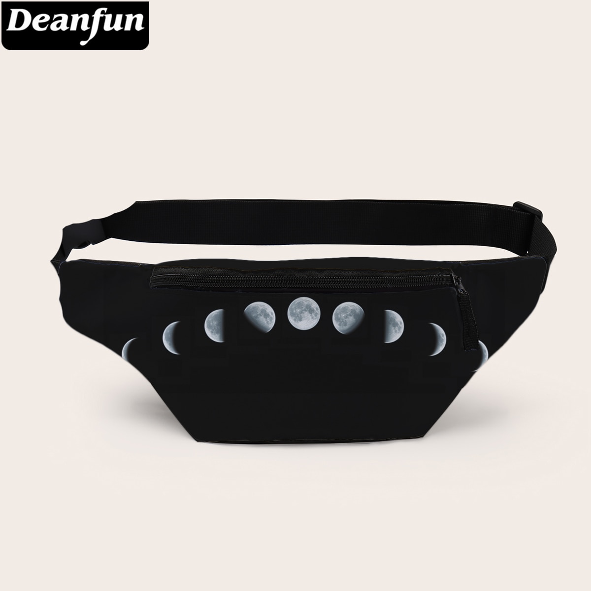 Deanfun 3D Gedrukt Taille Zakken Zwart Heuptasje Met Rits Voor Vrouwen Reizen DYB18051
