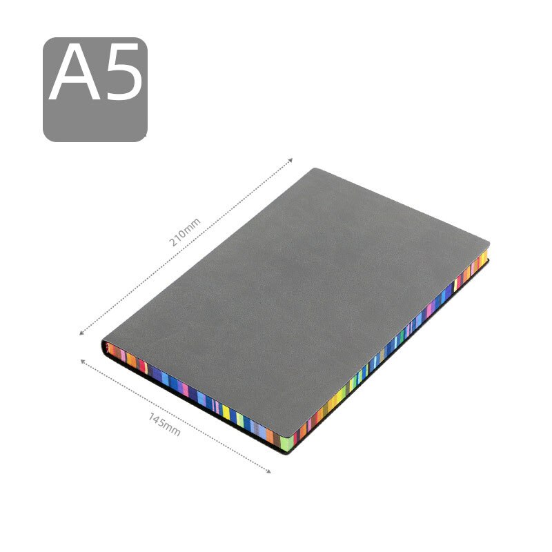 A5/A6 Soft Surface Cute Notebook 100 And Simple Notes With Rainbow Edges Thick Leather Diary Office Stationery