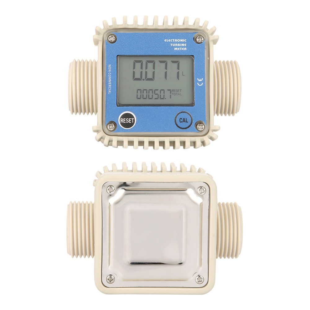 Digital K24 Turbine Flow Meter Diesel Fuel Flow Meter 10-120L / Min Flowmeter Measuring Tools for Chemicals Water Sea Blue