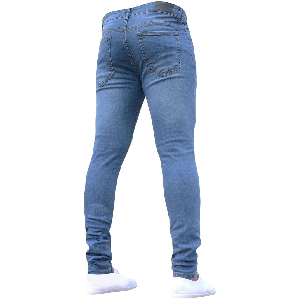 Män snygga slitna jeans byxor hål smal smal smal tunna sliten denim byxor skinny jeans män streetwear kläder