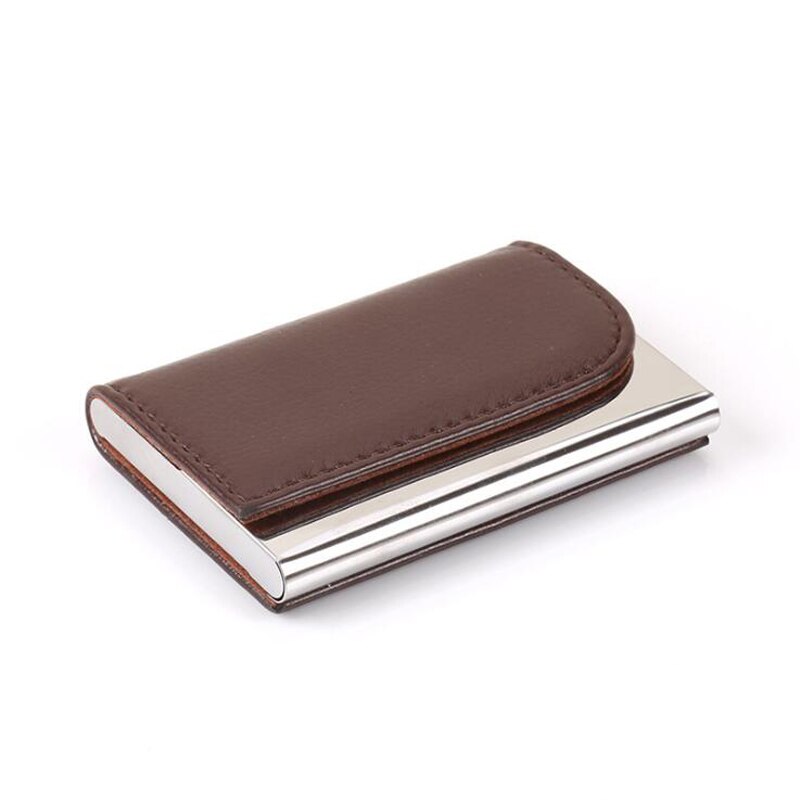 Itapkris Man Business Card Holder PU Leather Bank Credit Card Case For Women Travel Aluminum Black RFID Wallet Porte Carte: Brown