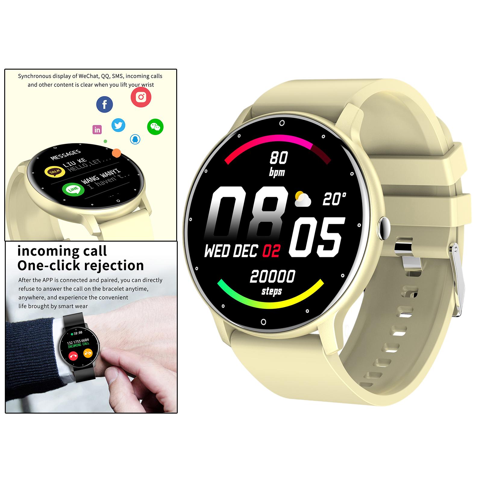 Zl02D Smart Watch Fitness Tracker Waterproof Men Women Blood Pressure Moniter Stopwatch for Android iOS Steps Counter Pedometer: YELLOW