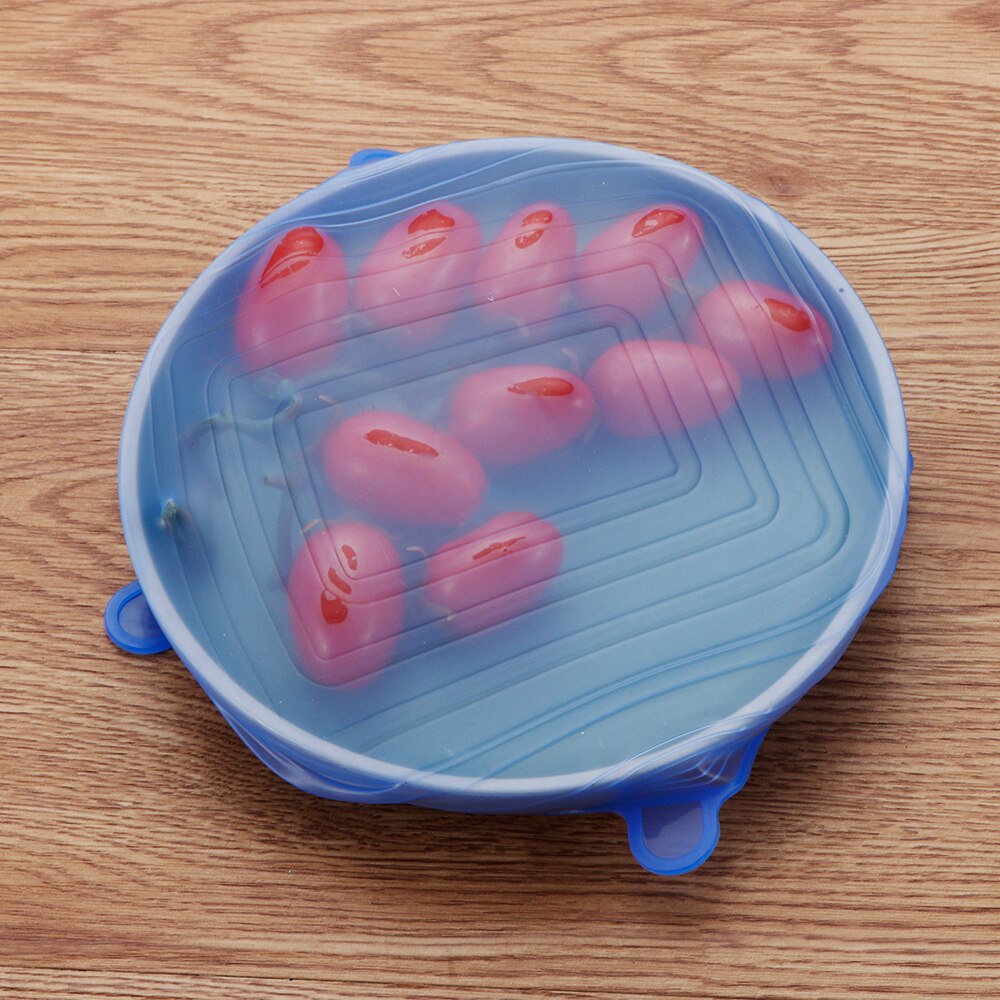 6 Stks/set Herbruikbare Kom Cover Ronde Vierkante Siliconen Deksel Stretch Zuig Voedsel Verse Houden Verse Deksels Kookgerei Keuken Gereedschap