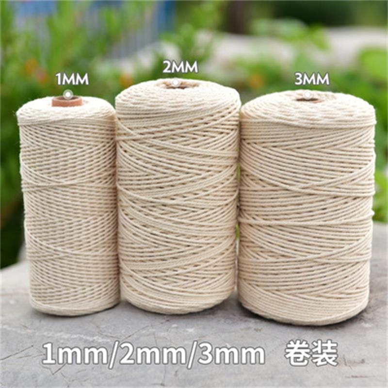 Corde en coton pour macramé, fil torsadé, Beige naturel, 3mm, 4mm, 5mm, 6mm, pour bricolage, accessoires de mariage, , fait à la main