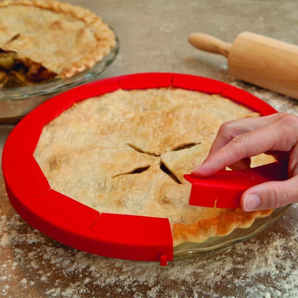 Kitchen Food Pizza Tool Pie Dish Crust Protector Shield Pan Silicone Adjustable Pie Shield Tools
