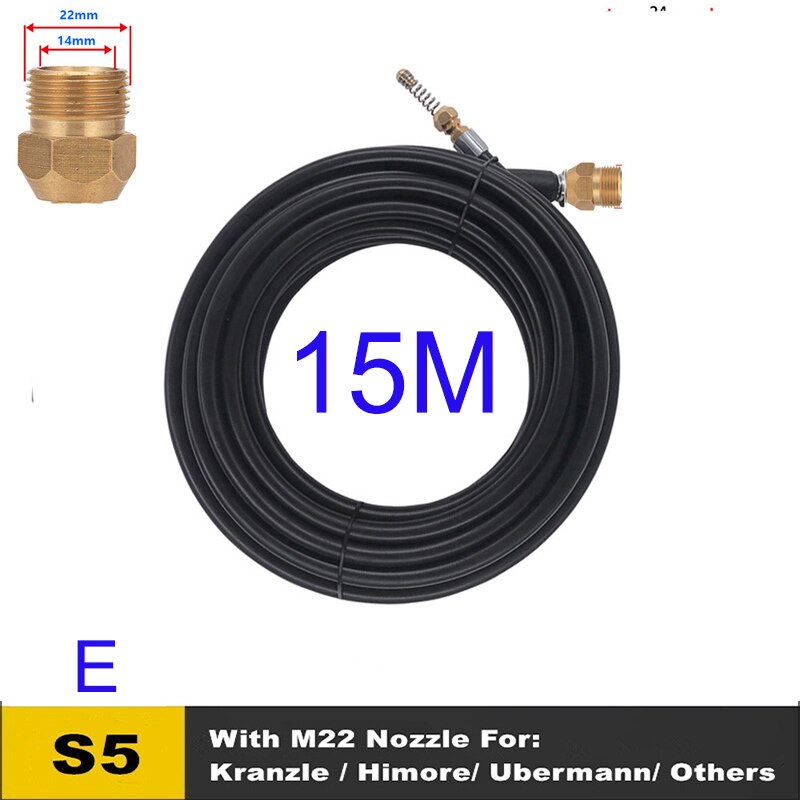 15 mètres d'égout tuyau de vidange tuyau drague nettoyant Kits d'outils pour Karcher Lavor Interskol Huter Nilfisk Stihl Elitech nettoyeur haute pression: Argent