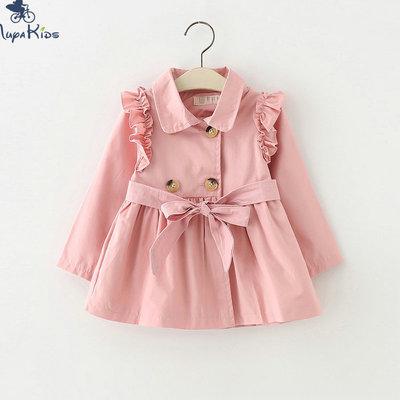 Elegante Meisjes Klassieke Trenchcoat Kids Meisjes Streetwear Windjack Kaki Roze Uitloper Kinderen Lange Mouwen Kleding Riem: pink / 24M