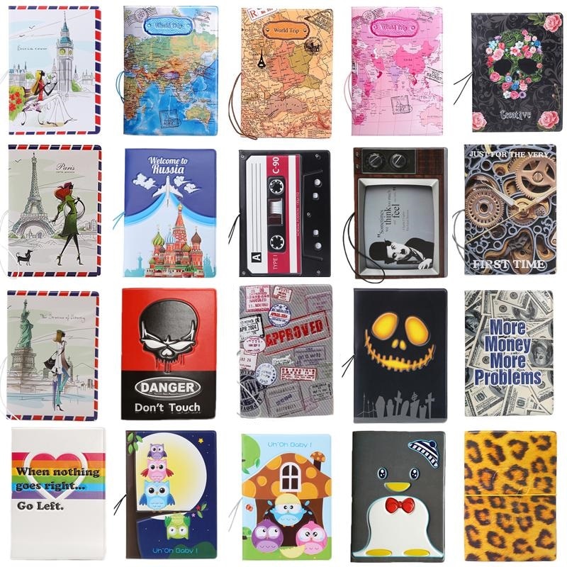 3D Vintage World Trip Passport Cover ID Credit Card Bag PVC Leather Passport Holder 14*9.6CM