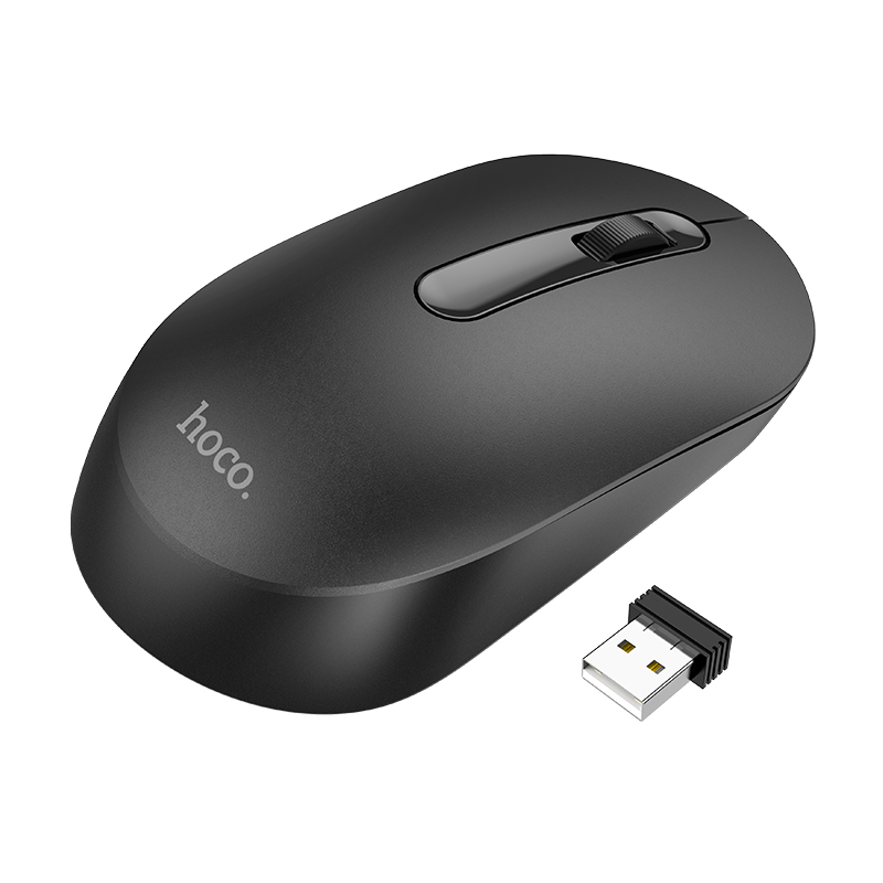 Hoco Portable Wireless Mouse 1200 DPI Silent Mouse For PC Computer/Laptop 2.4GHz Noiseless USB Wireless ABS Mice For Home Office: Black