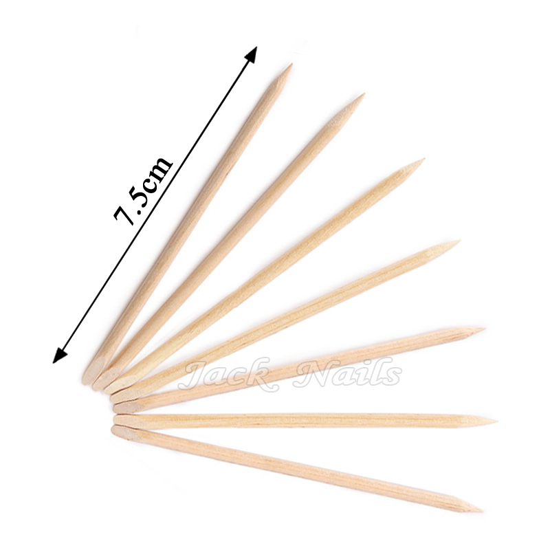 100pcs Nail Art Oranje Houten Stok, Professionele Manicure Pedicure Cuticle Pusher Remover, Rhinestone Nail Puntjes Apparatuur Tool