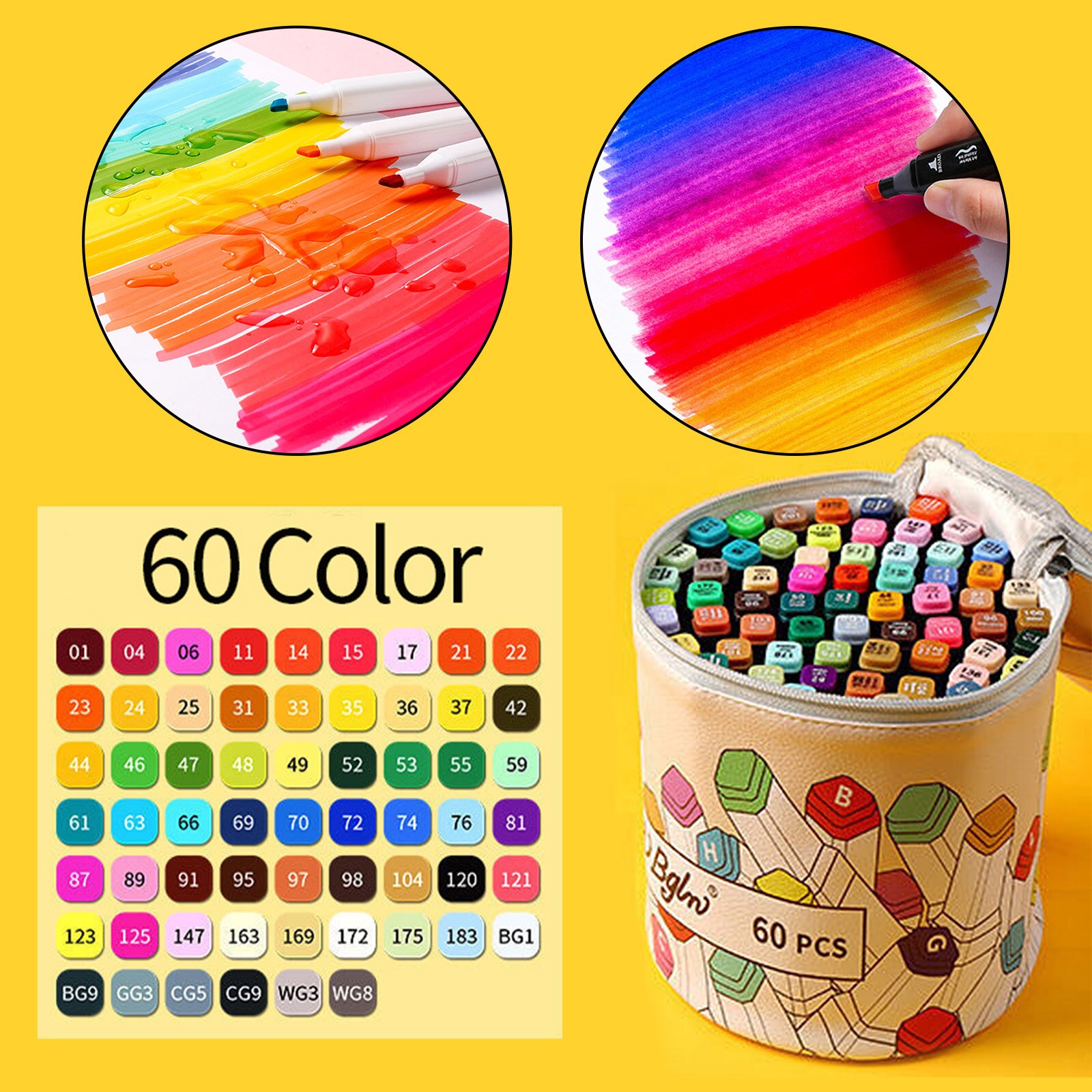 Twin Tip Marker Pen Sketch Brush Markers 15.3cm for Journaling Note Taking: 60 Color