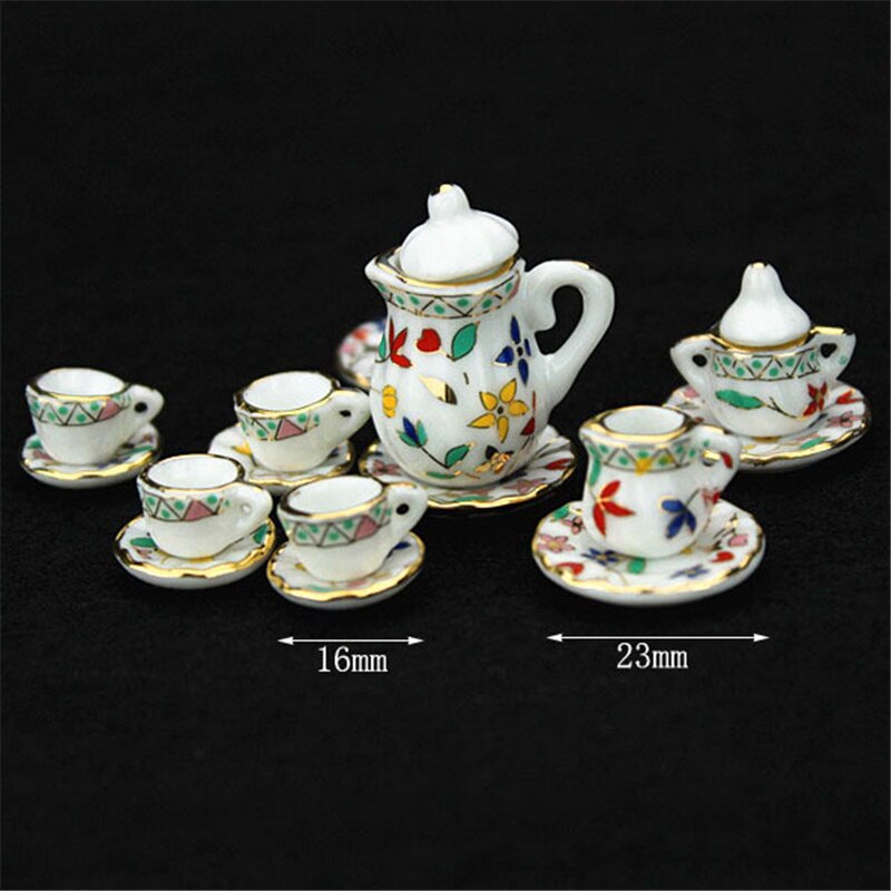 1:12 miniatur 15 stücke Porzellan Tee Tasse Set Chintz Blume Küche Geschirr Puppenhaus Möbel Spielzeug Für Kinder 19 Muster: SC0136