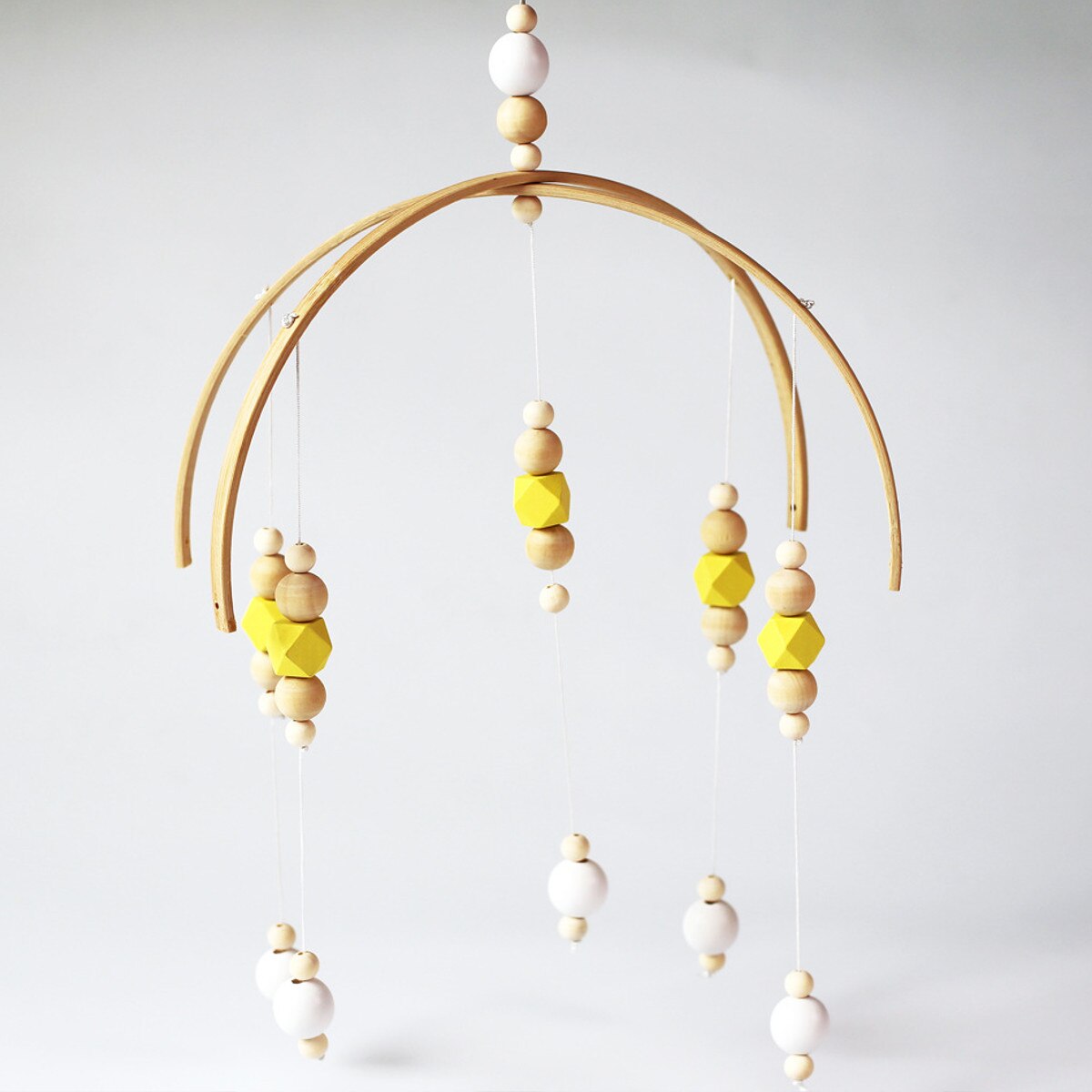 Wooden Baby Rattles Baby Crib Mobile Bed Bell Toy Hanging DIY Rotary Holder Arm Bracket Baby Room Decorative Wood Bead