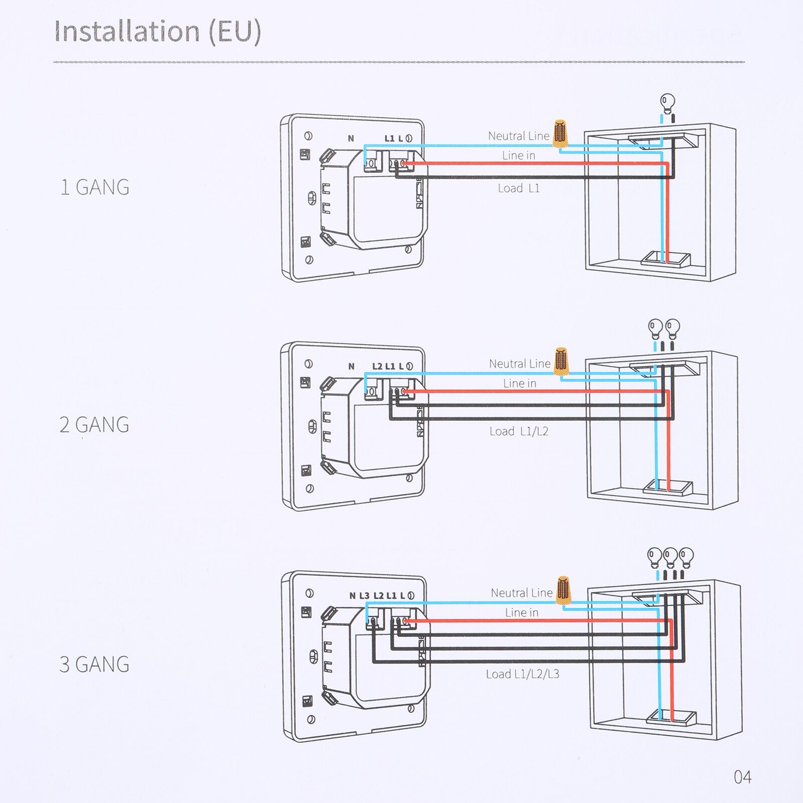 3 Gang Tuya Wifi Smart Light Switch 2.4Ghz Light Switch with Timer No Neutral Wire Needed Compatible with Alexa and Google Home