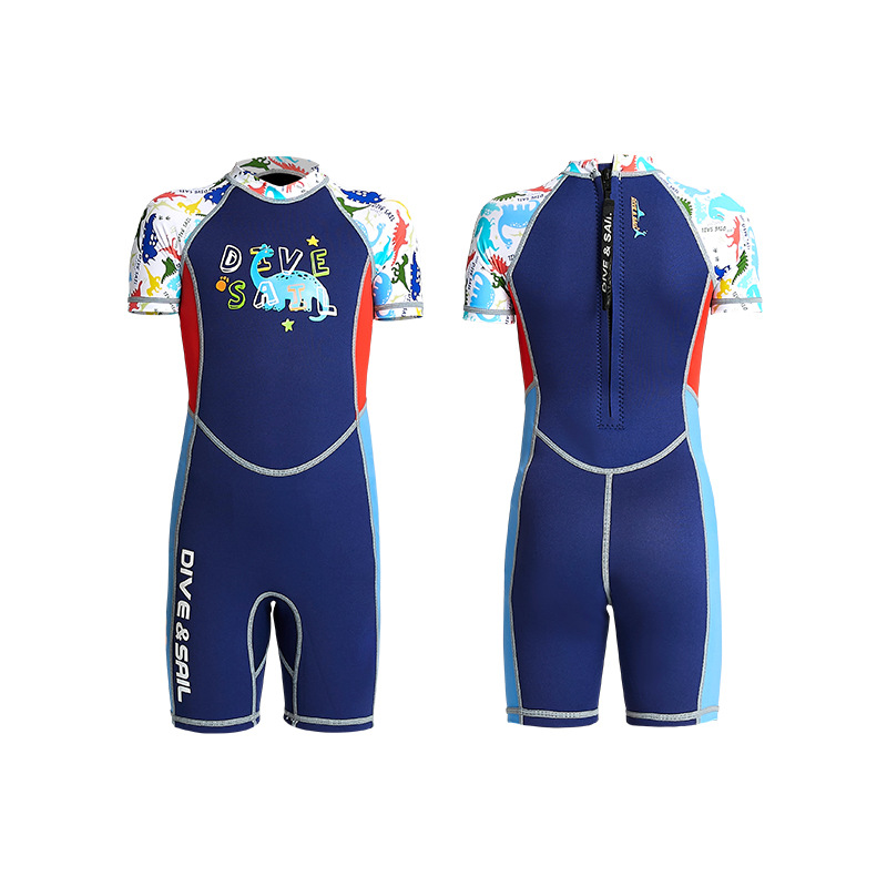 2Mm Neopreen Jongen Warm Wetsuit Korte Een Stuk Wetsuit Kinderen Zwemmen Surfen Zonnebrandcrème Kwallen Kleding