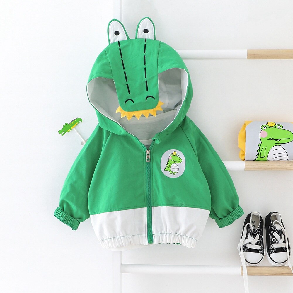 Baby Meisjes Jas Met Lange Mouwen Hooded Dinosaurus Herfst Vesten Jas Kinderen Kids Zuigelingen Jongens Casual Uitloper Casaco S11039: Green / 9m