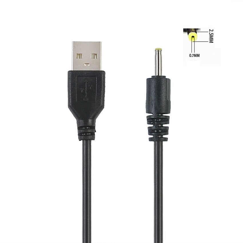 Câble d&#39;alimentation USB A mâle vers 2.1/2.5*0.7/4.0*1.7/3.5*1.35, 5.5mm, 5V DC: DC2.5 2.5mmx0.7m