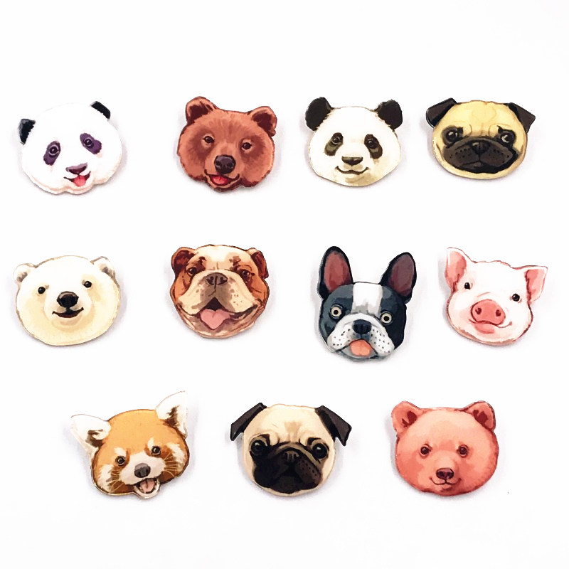 1Pcs Olieverf Creatieve Icoon Broche Leuke Dier Pin Acryl Panda Varken Hond Badge Voor Kids Beloningen Zak Hoed sjaal Decoratie