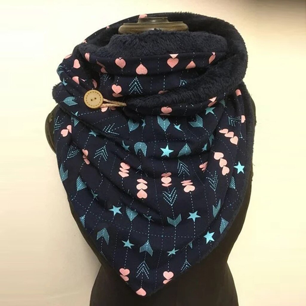 Femmes hiver impression foulards Vintage impression florale bouton Wrap décontracté écharpe Poncho tête plus bouche couverture # T2