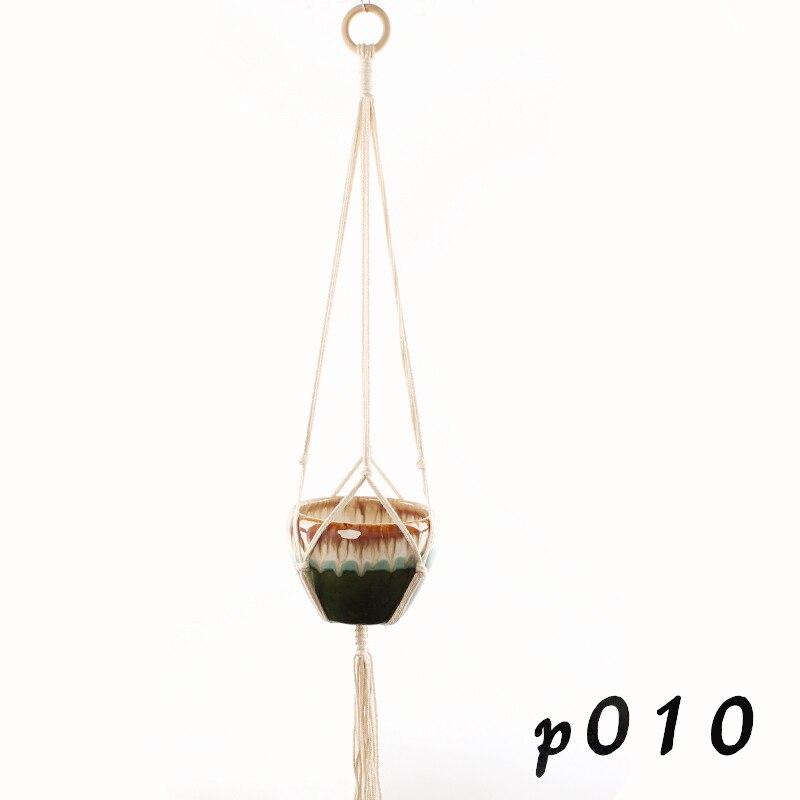 Macrame Plant Hanger Opknoping Bloempot Hanger Plant Houders Gevlochten Touw Opknoping Planter Mand Voor Thuis Indoor Outdoor Decor: p0010