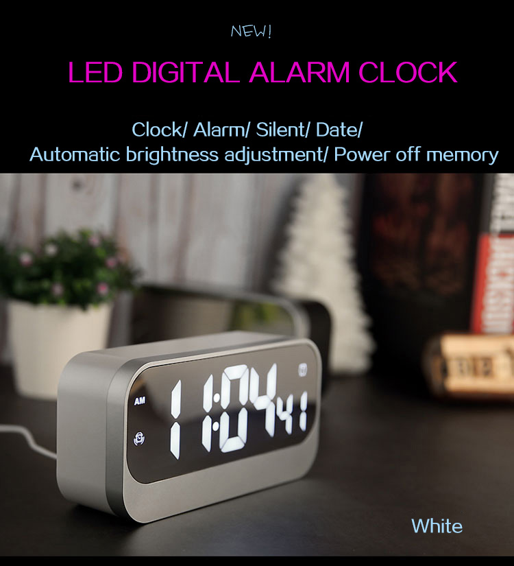 LED Digital Alarm Clock Large Display automatically Adjustable Dimmable Light ,5/6/7-day alarm 3 modes powerful for Home,office: white