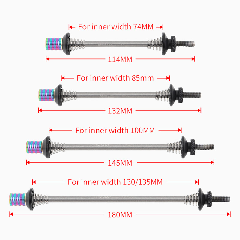 MUQZI Titan-Schnellspanner, 74 mm, 85 mm, 100 mm, 130–135 mm, MTB, Rennrad, Schnellspanner, Achse aus Titanlegierung