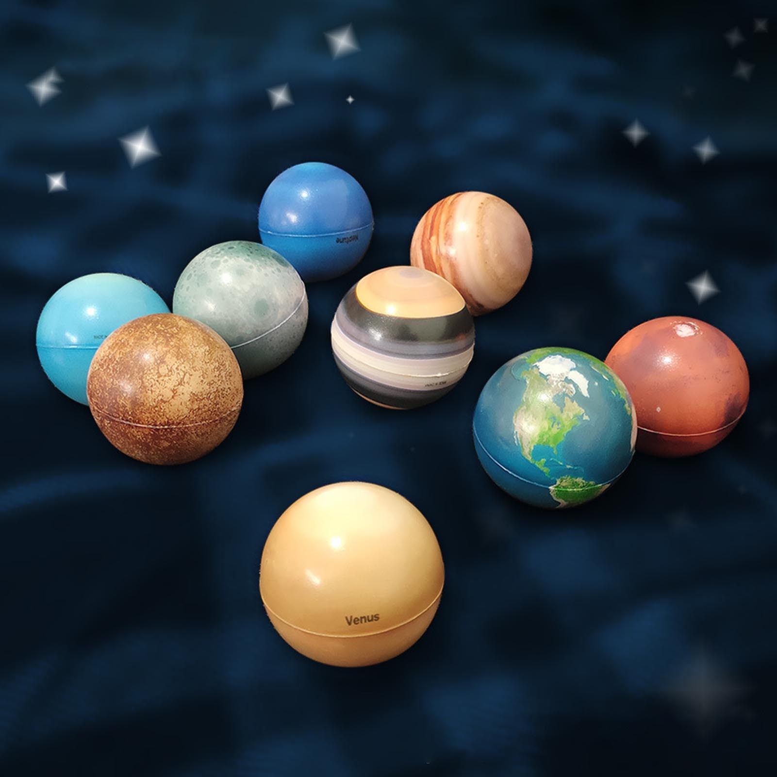 9PCS/SET Full Moon Earth Solar System Planets 6.3cm Sponge Ball Universe Kids Early Educational Toys
