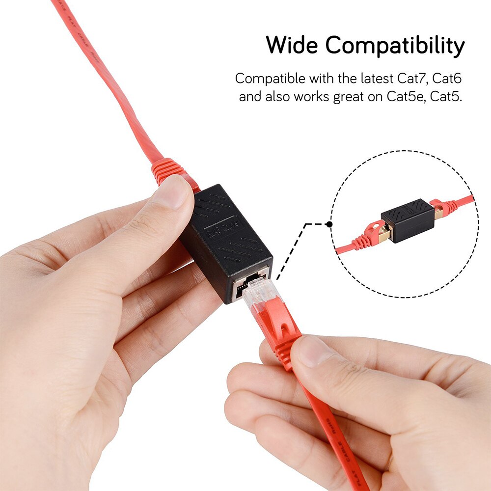 RJ45 Connector Inline LAN Plugs Ethernet Cable Extender Adapter for Cat5 Cat5e Cat6e Cat7 Adapter Female to Female