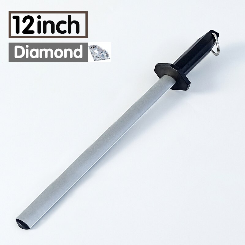 Diamond sharpening rod Tungsten steel carbon Knife kitchen Slaughterhouse butcher Ceramic Household honing steel knife sharpener: DUOJIAO 12 inch