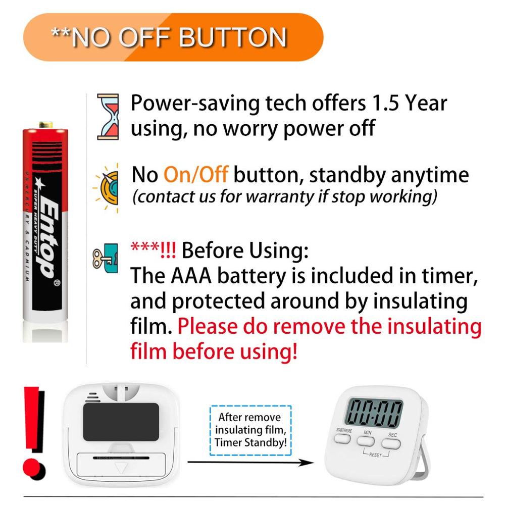 2 Pack Digital Kitchen Timer Magnetic Countdown Stopwatch Timer, Big Digit, Back Stand for Cooking, Powered by AAA Battery